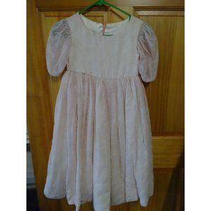 Vtg Handmade Embroidered Linen over satin Little Girls‎ Dress Wedding Easter